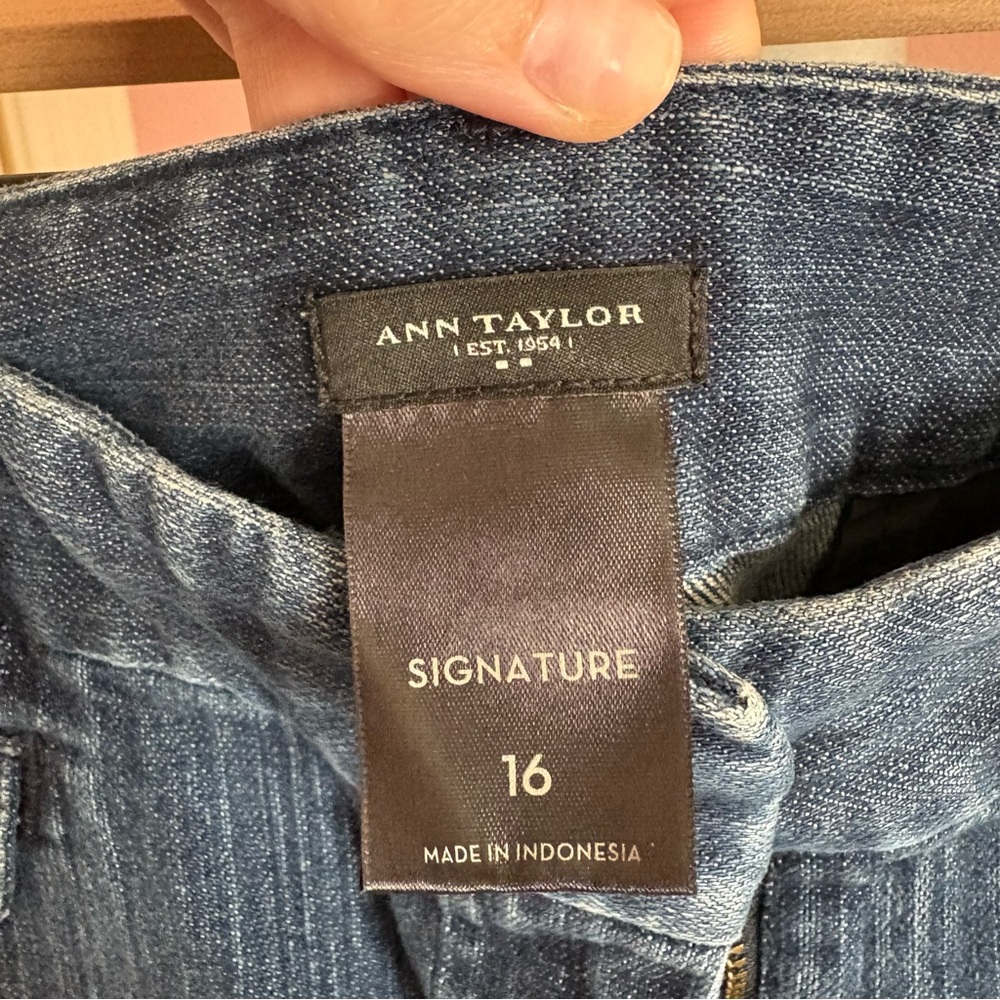 Ann Taylor Mid-Rise Dark Rinse Blue Denim Shorts size 16 - Picture 4 of 4
